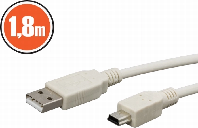 USB 2.0 kabel A na mini B 1,8 m bílý
