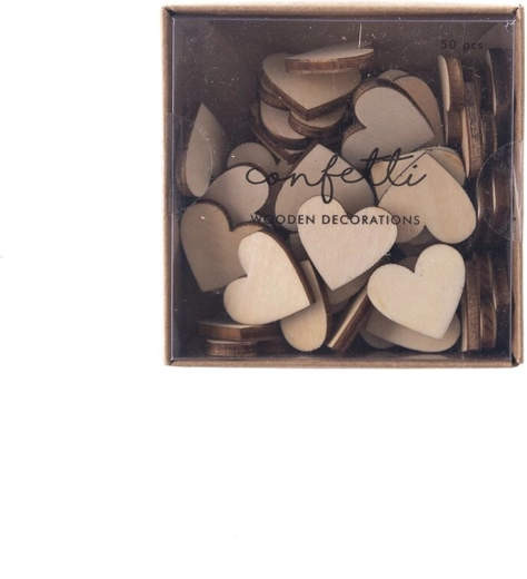 Dřevěné konfety ve tvaru srdce béžové 50 ks