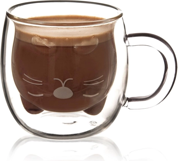 Termo sklenice s dvojitou stěnou kočka 270 ml