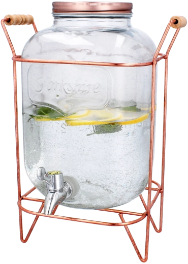 Skleněný dávkovač nápojů 5 l s kohoutkem a kovovým stojanem