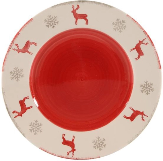 Vánoční keramický dezertní talíř se sobem 21 cm