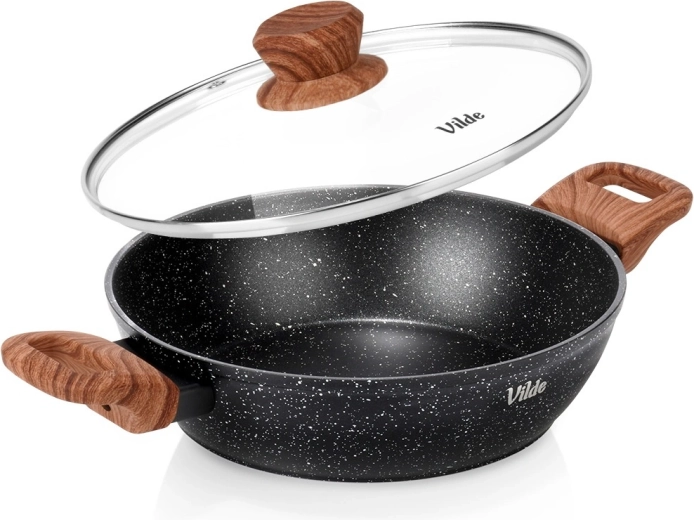 Hluboká granitová pánev se skleněnou poklicí 24 cm, 2,2 l