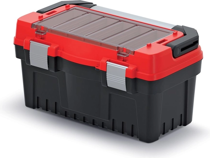 Kufr na nářadí EVO s kovovým držadlem a zámky, 476 × 260 × 256 mm, červený