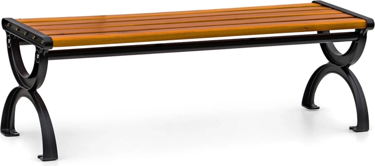 Zahradní lavička Sintra bez opěradla, ocel a dekor dřeva, 120 cm