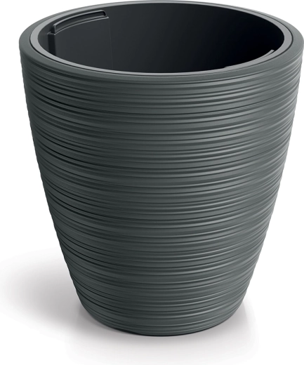 Plastový květináč Vena Round 39 cm – tmavě šedý