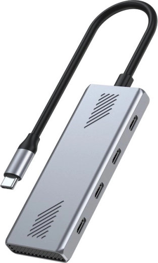 USB‑C hub 4× USB‑C 10 Gb/s, USB 3.2 Gen 2, kovové provedení