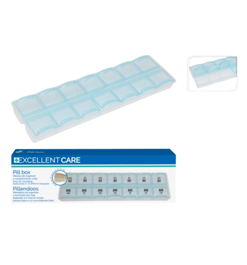 Týdenní dávkovač léků s 4 oddíly na den