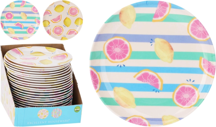 Talíř mělký melamin 20 cm s ovocným motivem