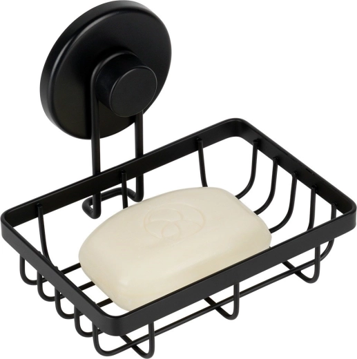 Kovová sprchová polička s přísavkou, černá, 13,5 × 10,5 × 11,5 cm
