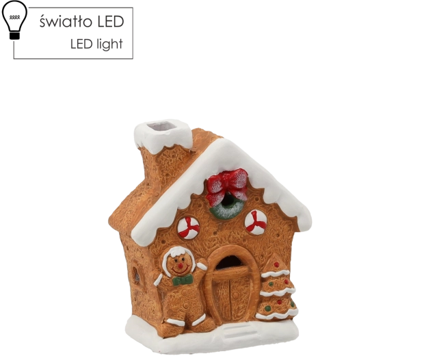 Vánoční figurka – perníkový domeček s LED osvětlením 12,5 × 6,5 × 14,5 cm