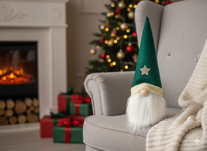 Vánoční skřítek v zelené čepici 38 cm