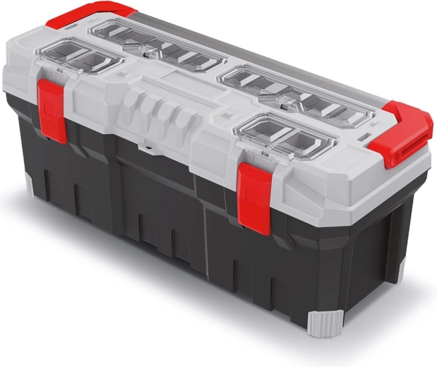 Plastový kufr na nářadí TITAN PLUS s kovovým držadlem, 752 × 300 × 304 mm, šedý