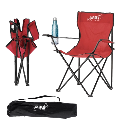 Skládací turistická a rybářská židle červená 50 × 50 × 80 cm