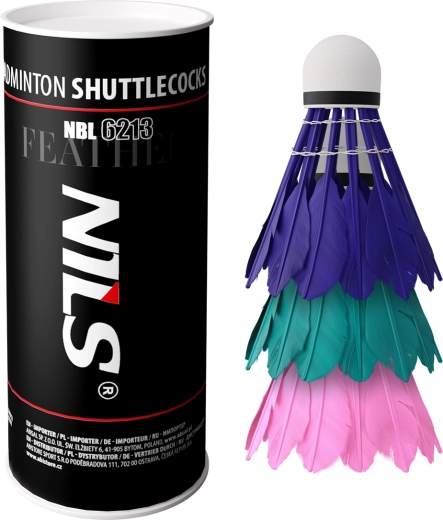 Peříčkové badmintonové míčky NILS multicolor, 3 ks