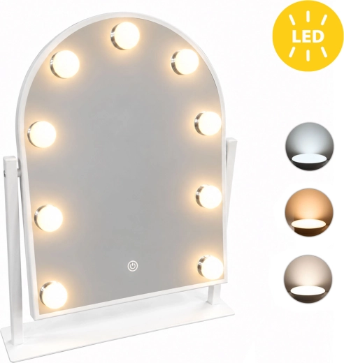LED kosmetické zrcadlo ModernHome 30 × 40 cm s 9 žárovkami