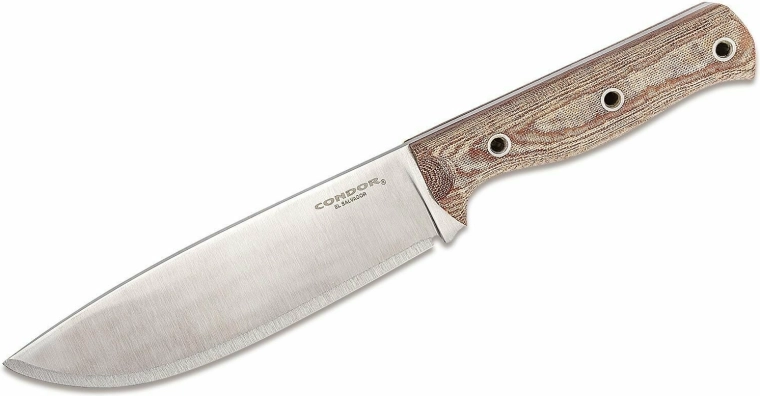 Outdoorový nůž Condor Low Drag, 16,7 cm, saténová čepel, hnědá Micarta, kožené pouzdro