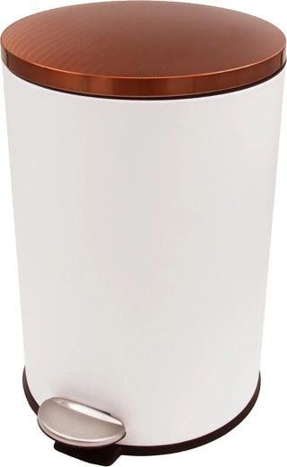 Nášlapný odpadkový koš 20 l kulatý bílý s měděným víkem