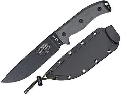 ESEE survival nůž 16,5 cm s hladkým ostřím, černý/šedý, Micarta, pouzdro