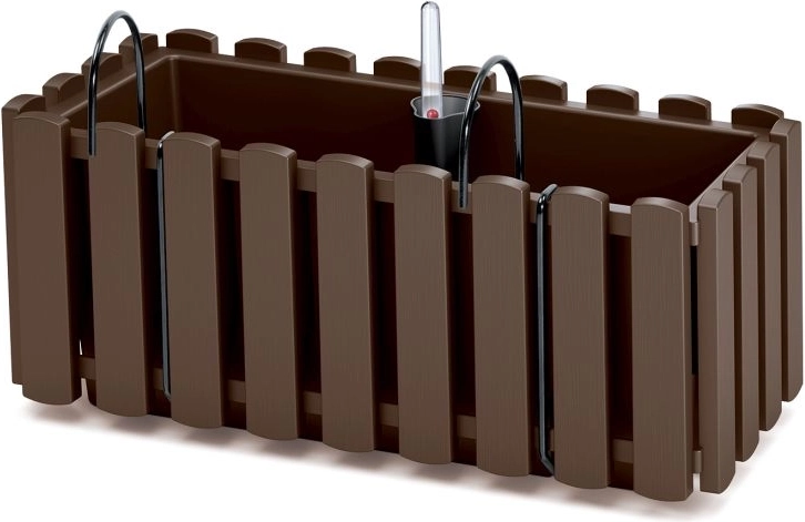 Závěsný samozavlažovací truhlík na zábradlí 38 cm hnědý
