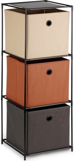 Kovový regál s látkovými boxy 34,5 × 34,5 × 100 cm