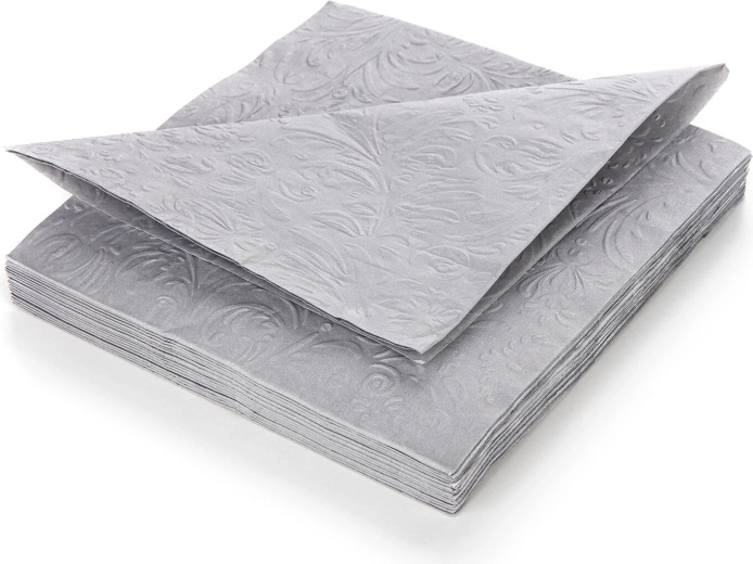 Papírové ubrousky 33 × 33 cm, šedé, 3vrstvé, reliéf, 20 ks
