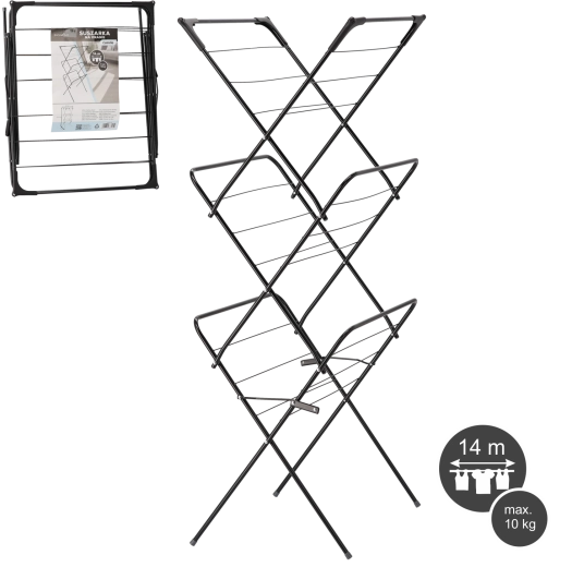 Skládací sušák na prádlo Camilla, černý 62 × 51 × 136,5 cm