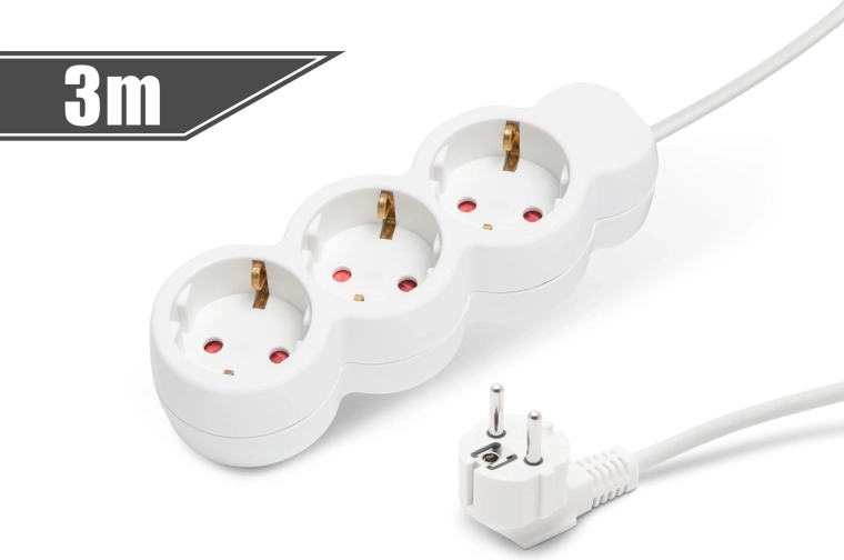 Prodlužovací kabel se 3 zásuvkami, 3 m