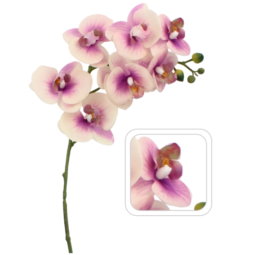 Umělá větev orchideje 82 cm růžovo-bílá