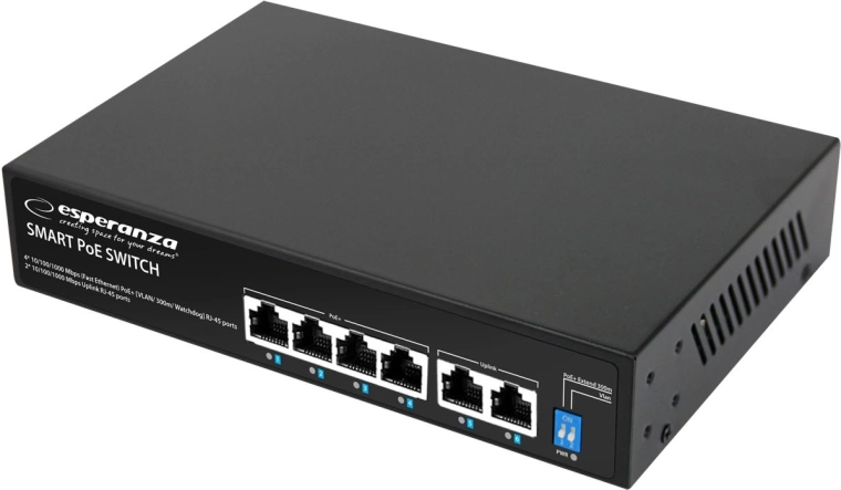 Síťový PoE switch Esperanza GOLIATH 6portový 65 W