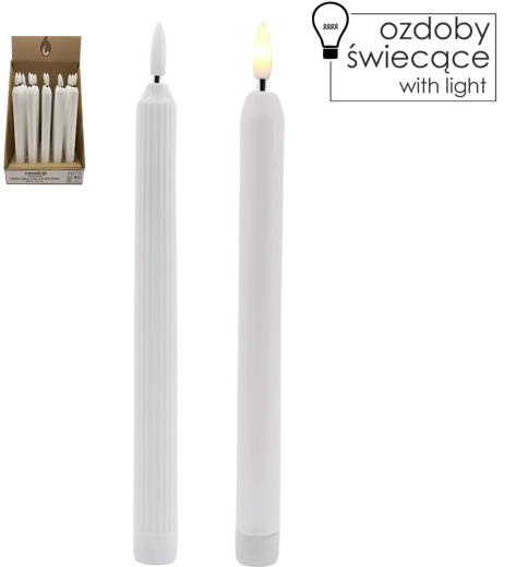 LED svíčka na baterie 22,5 cm, teplá bílá, mix vzorů
