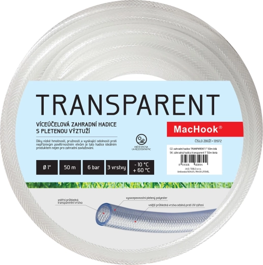 Zahradní hadice transparentní 1″, 50 m, bílá