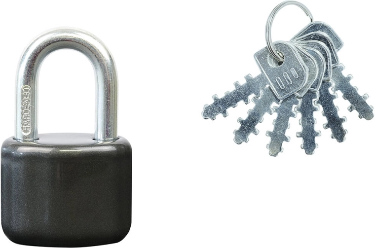 Visací zámek s vyjímatelným třmenem, 6 klíčů, antracit