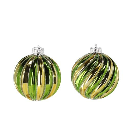 Skleněná vánoční koule zeleno-zlatá 8 cm