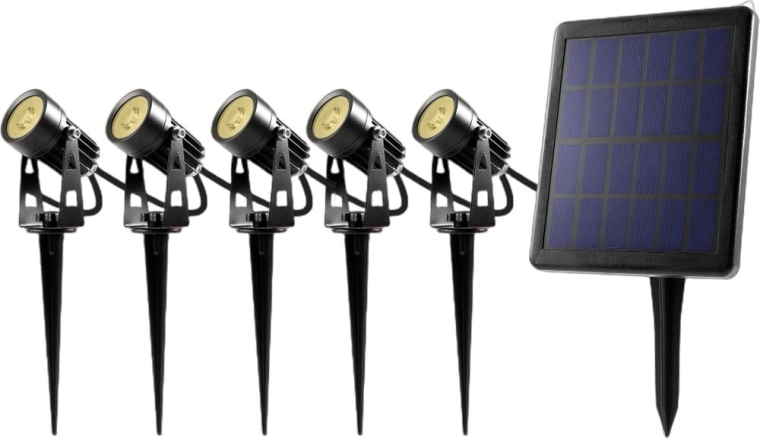 Solární zahradní LED bodová svítidla RETLUX s panelem - 5 ks