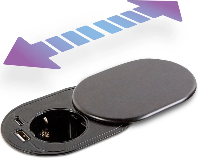 Zapuštěná stolní zásuvka s USB-A a USB-C Slide it