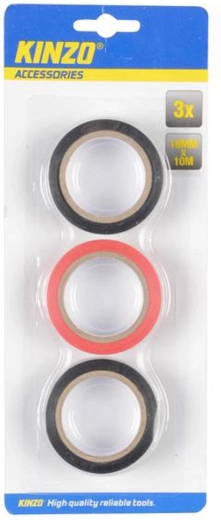 Izolační elektrikářská páska Kinzo 18 mm x 10 m, 3 ks