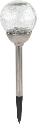 Solární zahradní lampa koule 12 cm, nerez a sklo, 2 LED