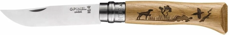 Opinel N°08 Inox Animalia Dog kapesní nůž, dubové dřevo, 8,5 cm