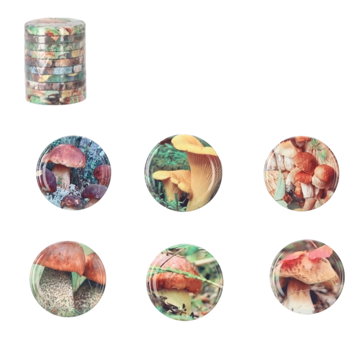 Sada kovových víček Twist-off 66 mm s motivem hub, 10 ks
