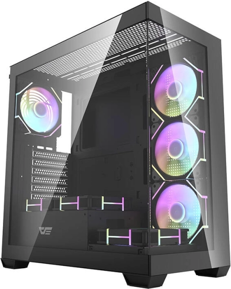 Počítačová skříň Darkflash DS900, černá, se 7 ARGB ventilátory