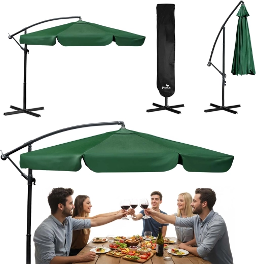 Zahradní boční slunečník 350 cm se zátěží a obalem Plonos