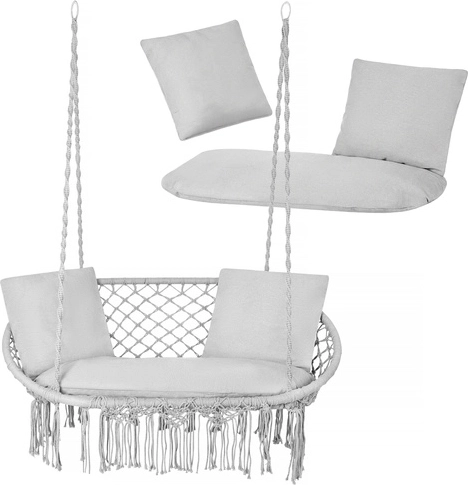 Sada polštářů na dvojité závěsné křeslo ‚hnízdo‘ GARDLOV – šedá