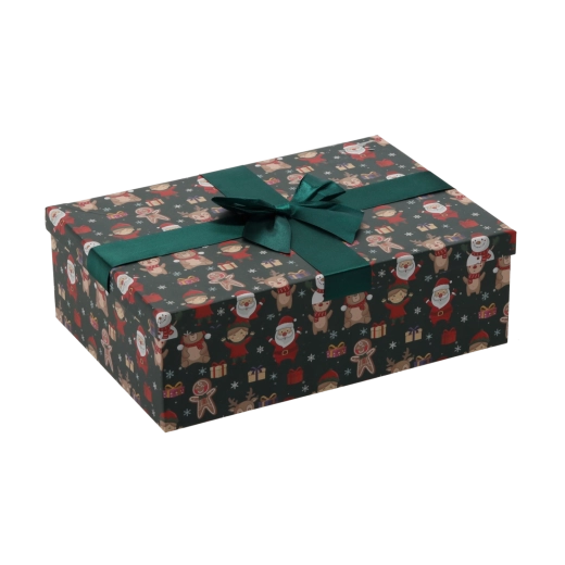Vánoční dárková krabička se zelenou mašlí 28,5 × 20 × 8,5 cm - 1 kus
