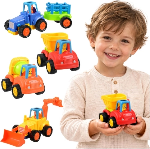 Stavební vozidla s pohonem push and go - 4 ks