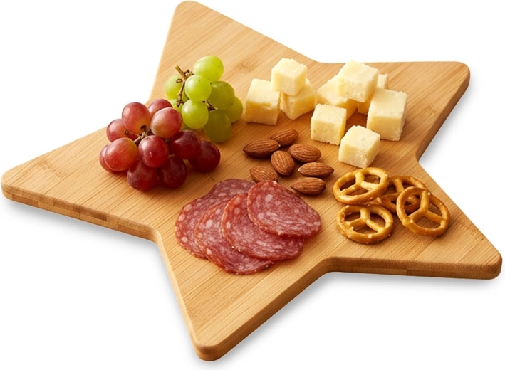 Dřevěné bambusové prkénko na krájení a servírování ve tvaru hvězdy