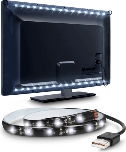 Solight LED pásek pro TV a PC 100 cm USB se spínačem studená bílá