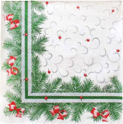 Vrstvé ubrousky s vánočním jehličím 33 × 33 cm
