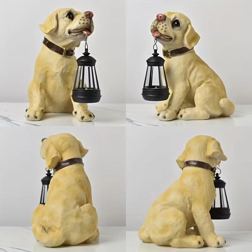 Solární zahradní lampa – dekorativní pes s lucernou LED