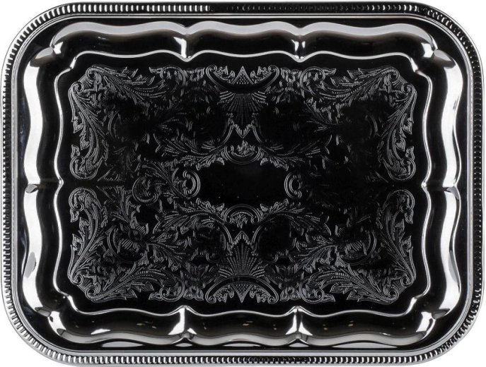 Hranatý servírovací tác AKCENT 41 × 31 cm, chrom