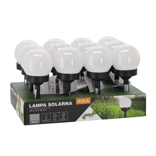 Solární zahradní lampa koule 10 × 10 × 33 cm